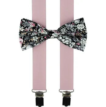 Kšandy Starorůžové pánské kšandy s bavlněným květovaným motýlkem