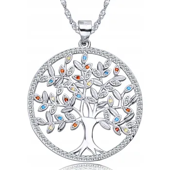 Náhrdelník Stříbrný Náhrdelník 925 Řetízek Velký Strom Štěstí Strom Života