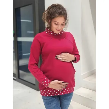 Těhotenská mikina Těhotenská a kojící mikina 3v1 Hoodie Star - bordó, bavlna Velikost: 2XL