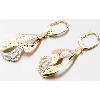 Náušnice Dámské náušnice žluté zlato 585 klasik se zirkony 52NK-3114