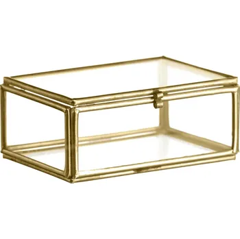 Úložný box MADAM STOLTZ Skleněný box Brass – menší