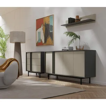 Obývací stěna Jurek Obývací stěna Alsy 7 Vyber provedení: Antracit + světle béžová