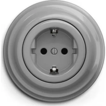 Elektrická zásuvka Kliklap - Retro zásuvka domovní s rámečkem SCHUKO 230V/16A šedá