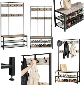 Věšák Stojací věšák, dřevotříska Songmics, odstíny šedé