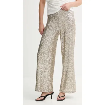 Dámské kalhoty Kalhoty Answear.LAB dámské, zlatá barva, široké, high waist 91210 GLX, vel. M