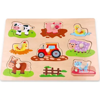 Puzzle Skládačka s úchyty Přátelé z farmy a traktor