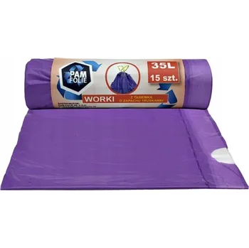 Pytle na odpadky Pytle na odpadky se stahovací páskou, vonné, univerzální 35L, 15 ks, vůně: jahoda Pam-Folie