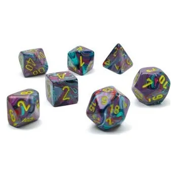 Příslušenství k deskovým hrám Chessex Sada 7 mini kostek Chessex - Festive Mosaic / yellow - 20450