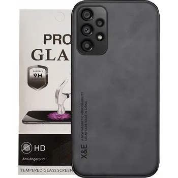 Pouzdro na mobilní telefon Pouzdro Kožené pro Samsung Galaxy A23 5G Kryt Sklo 9H Barva Černá