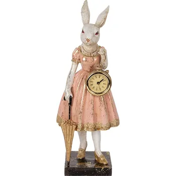 Bytová dekorace Clayre & Eef - Dekorativní figurka králičí mamky s hodinkami 6PR5138