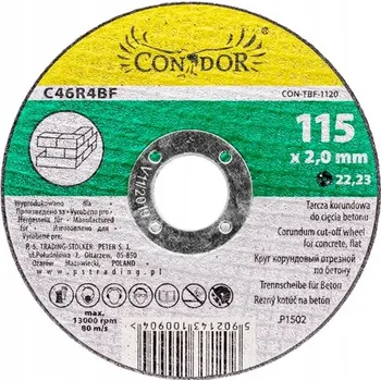 Řezný kotouč KORUNDOVÝ KOTOUČ NA ŘEZÁNÍ BETONU PLOCHÝ 115x2,0mm