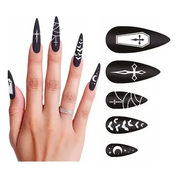 Umělé nehty s lepidlem TIPSY Gotická Upírka 12 Ks