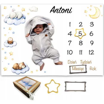 Obraz FOTO DEKA SE JMÉNEM DÍTĚTE PODLOŽKA NA FOTKY DĚTÍ DÁREK K NAROZENÍ DÍTĚTE (BABY SHOWER)