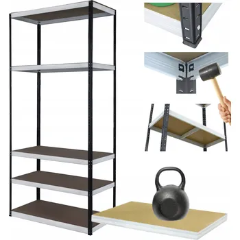 Dílenský regál Kovový regál skladový stojan HELIOS 196x90x30cm 5 polic x 175kg POLSKÝ ODOLNÝ