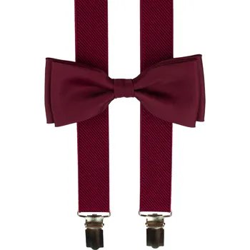 Kšandy Vínově červené pánské kšandy s motýlkem