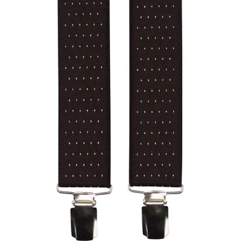 Kšandy Tmavě hnědé pánské široké kšandy s puntíky