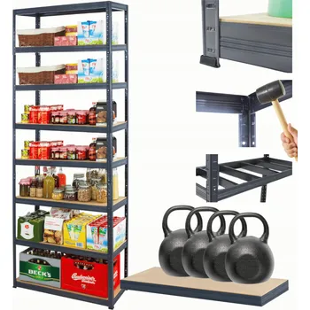 Dílenský regál Kovový regál skladový stojan HELIOS 270x110x30 cm 8 polic x 400 kg, kombinovatelný