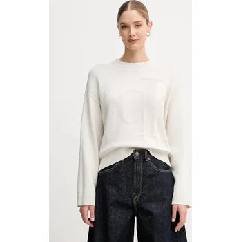 Dámský svetr Bavlněný svetr Calvin Klein Jeans dámský, béžová barva, LV047D304G 01X, vel. XS