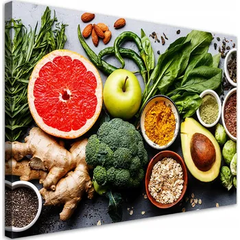 Obraz OBRAZ NA PLÁTNĚ Zelenina a ovoce, kompozice 90x60