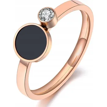 Prsten PRSTÝNEK ZLATÉ BARVY ČERNÉ OČKO nerezová ocel
