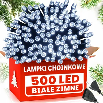 Vánoce VÁNOČNÍ OSVĚTLENÍ NA STROMEČEK 500 LED BÍLÁ STUDENÁ SVÁTEČNÍ IP44 VNITŘNÍ VENKOVNÍ