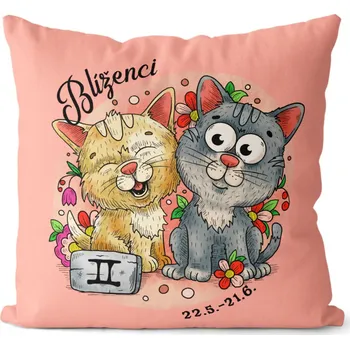 Dekorativní polštářek Polštář 40 x 40 cm Kočičí znamení - Blíženci