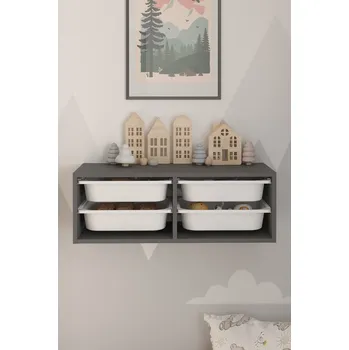 Knihovna Nástěnný víceúčelový úložný box ALENA - antracit