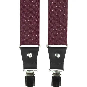 Kšandy Bordó pánské široké kšandy s puntíky a pravou černou kůží