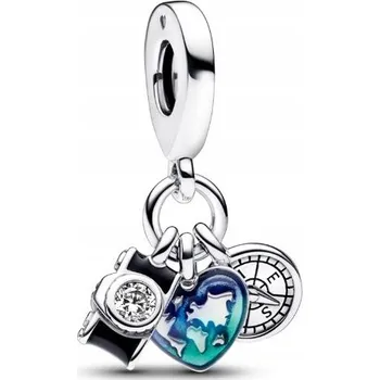 Přívěsek Přívěsek Charms Fotoaparát Srdce Kompas stříbro 925