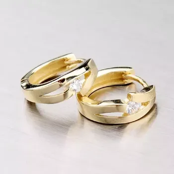 Náušnice Dámské náušnice žluté zlato 585 kruhy se zirkonem DZ2026-ZL-ZIR