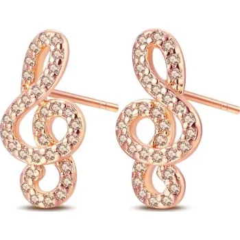 Náušnice Prosperk Stříbrné náušnice - houslový klíč s kamínky Barva: Zlatá