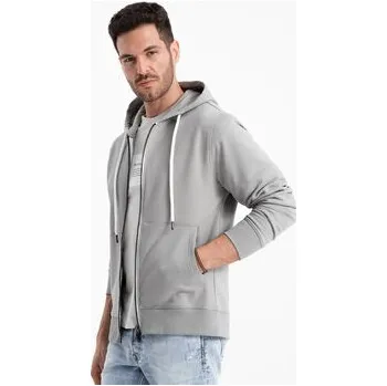 Pánská mikina Ombre Mikina OM-SSBZ-0178 Šedá Classic Fit L