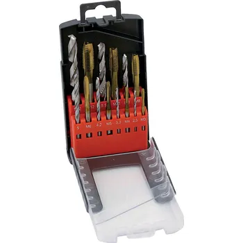 Vrták NÁSTROJE CZ Sada vrtáků a závitníků 14dílů,M3-M12 DIN338RTiHSSCo,DIN371(1660)aDIN376(3660) s lamačem Co5 - SV338RTIHSSCO5-14PV