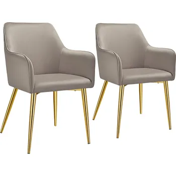 Jídelní set TecTake GmbH 405475 křeslo avane, sametový vzhled, polstrované - taupe,sada 2 kusů