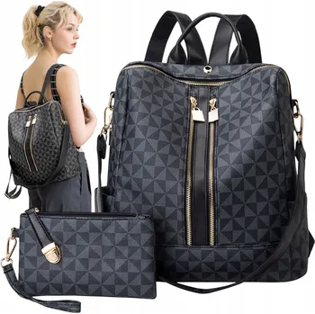 Kabelka BATOH DÁMSKÁ KABELKA VELKÁ KAPACITA TAŠKY PŘES RAMENO S PENĚŽENKOU ČERNÁ