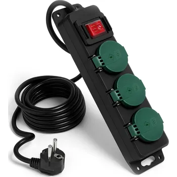 Napájecí kabel Prodlužovací Kabel Zásuvková Lišta Stavební síť 3 m 3 zásuvky 230 V IP44