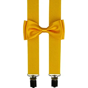 Kšandy Hořčicově žluté dětské kšandy s motýlkem