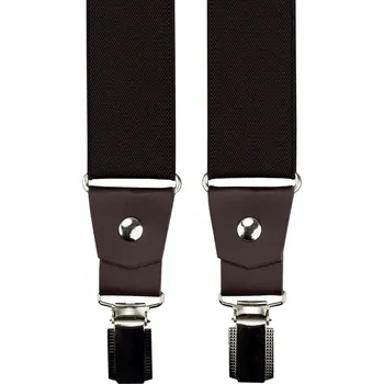 Kšandy Tmavě hnědé pánské široké kšandy s tmavě hnědou pravou kůží