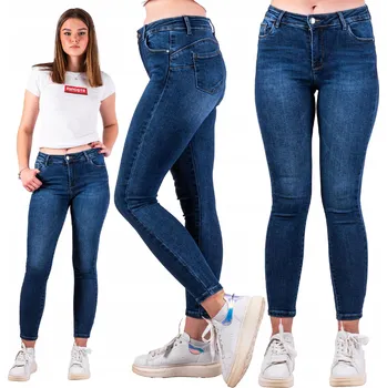 Dámské džíny R.XL DÁMSKÉ JEANSY push up úzké nohavice NÁMOŘNICKÁ MODRÁ LOXI