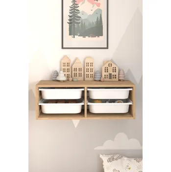 Knihovna Nástěnný víceúčelový úložný box ALENA - dub safír