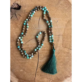 Náhrdelník RV studio Louny s.r.o. Korálky Mala ze vzácných kamenů - Chalcedon, Angelit a Tygří Oko