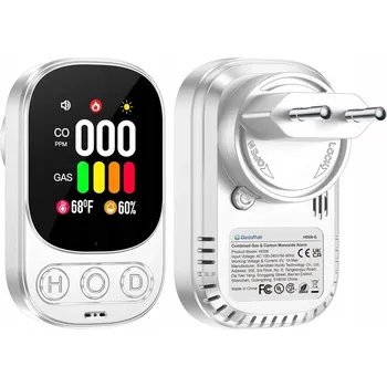 Bezpečnostní detektor Gedsffati Detektor detektor plynu, Oxid uhelnatý a Oxid uhličitý se zástrčkou