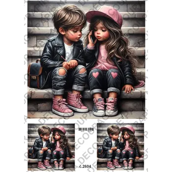 Umělecký papír Rýžový a soft papír na decoupage - Holčička - KB2604 Materiál: Rýžový papír, Rozměr: A4