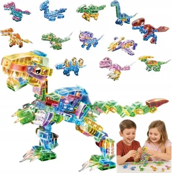 ostatní stavebnice Stavebnice Dinosauři pro děti, Konstrukční sada 12 modelů, crystal, 3 roky+