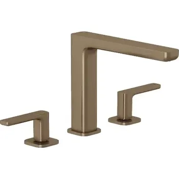 Vodovodní baterie Kludi Renon Umyvadlová baterie s výpustí Push-Open, 3-otvorová instalace, kartáčovaný bronz, 42393N175