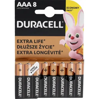 Článková baterie Alkalická baterie Duracell AAA (R3) 8 ks