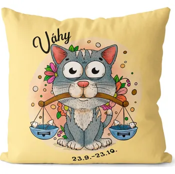Dekorativní polštářek Polštář 40 x 40 cm Kočičí znamení - Váhy