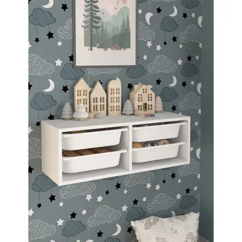 Knihovna Nástěnný víceúčelový úložný box ALENA - bílý