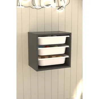 Knihovna Nástěnný víceúčelový úložný box VERA - antracit