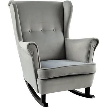 Obývací pokoj Houpací křeslo ušák, světle šedá/černá, TEJA